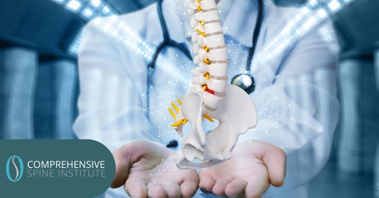 spine specialist holding model of spine